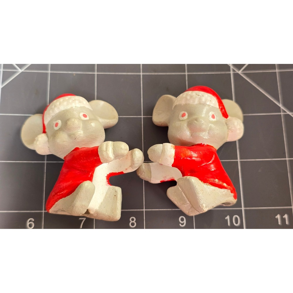 Vintage Christmas Mice candle huggers Santa Suit Set of 2 Holiday